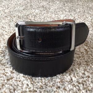 Alton Lane Italian Leather Belt Size 44 Black USA Made Classic Menswear